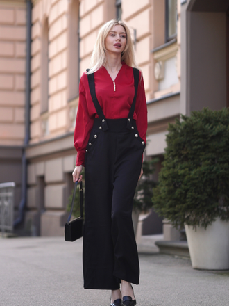 1930s Solid Blouse & Suspender Pants - vintage fashion, retro style