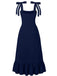 1930s Solid Bow Slit Ruffled Hem Suspender Dress - vintage dress, retro fashion