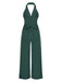 1930s Solid Button Halter Lapel Jumpsuit, vintage romper, retro jumpsuit - perfect for women who love vintage and retro fashion