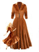 1930s Solid Button Lapel 3/4 Sleeve Dress - vintage dress, retro fashion