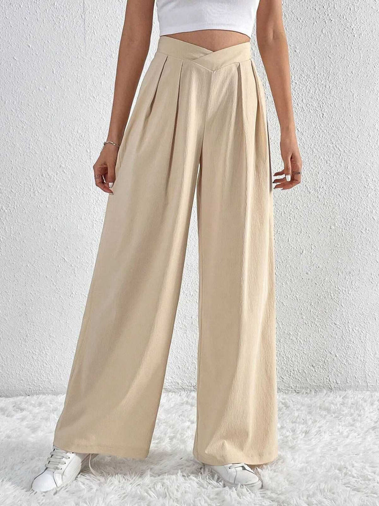 1930s Solid Cross Pleated Straight Pants — 1930s confidence tailored for her stride