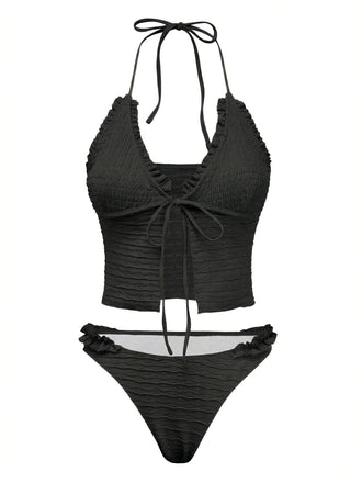 1930s-Solid-Cut-Out-Shirred-Bikini-Set, vintage, retro, swimwear