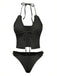 1930s Solid Cut-Out Shirred Bikini Set, vintage swimsuit, pin-up swimwear - perfect for women who love vintage and retro fashion