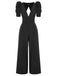 1930s Solid Deep V Puff Sleeves Jumpsuit: timeless 1930s elegance she makes her own