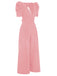 1930s Solid Deep V Puff Sleeves Jumpsuit, vintage romper, retro jumpsuit - perfect for women who love vintage and retro fashion