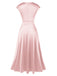 She slips into this 1930s Solid Deep V-Neck Satin Dress and suddenly it's a 1930s daydream
