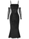 1930s Solid Lace Patchwork Velvet Fishtail Dress, vintage dress, retro fashion, lace detail - perfect for women who love vintage and retro fashion