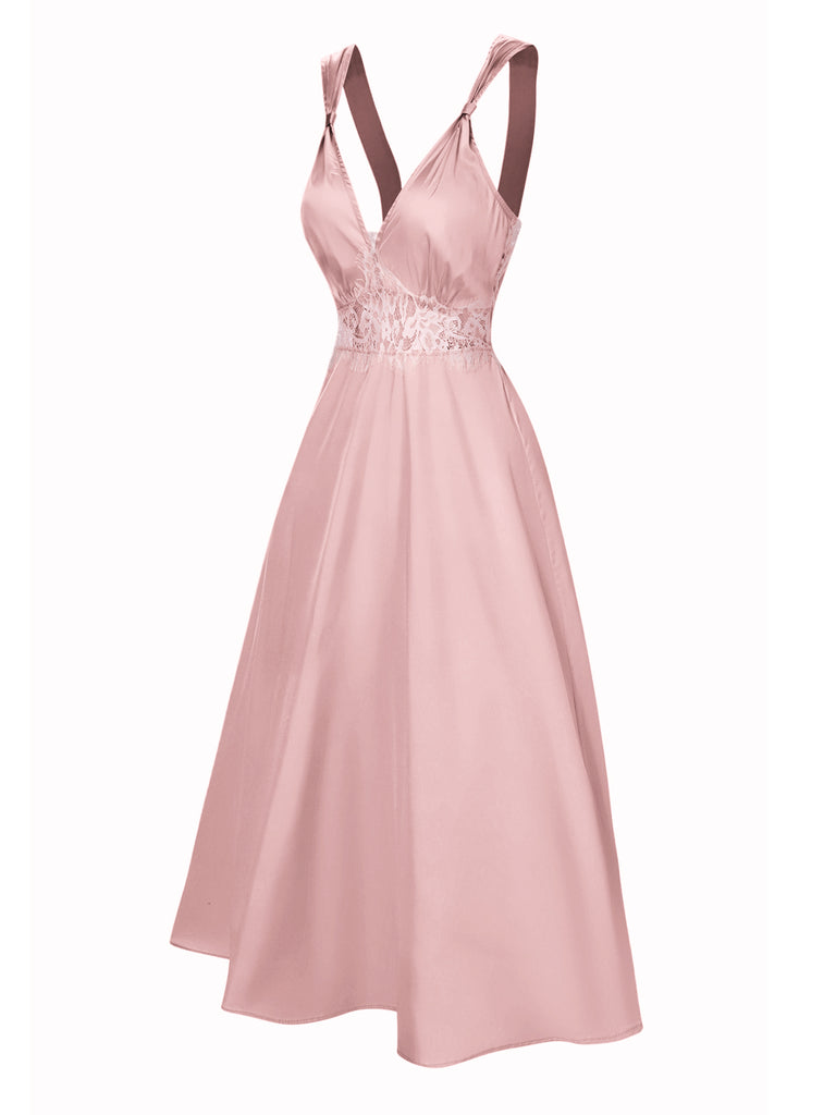 This 1930s Solid Lace Satin Nightgown wraps her in 1930s elegance, one twirl at a time