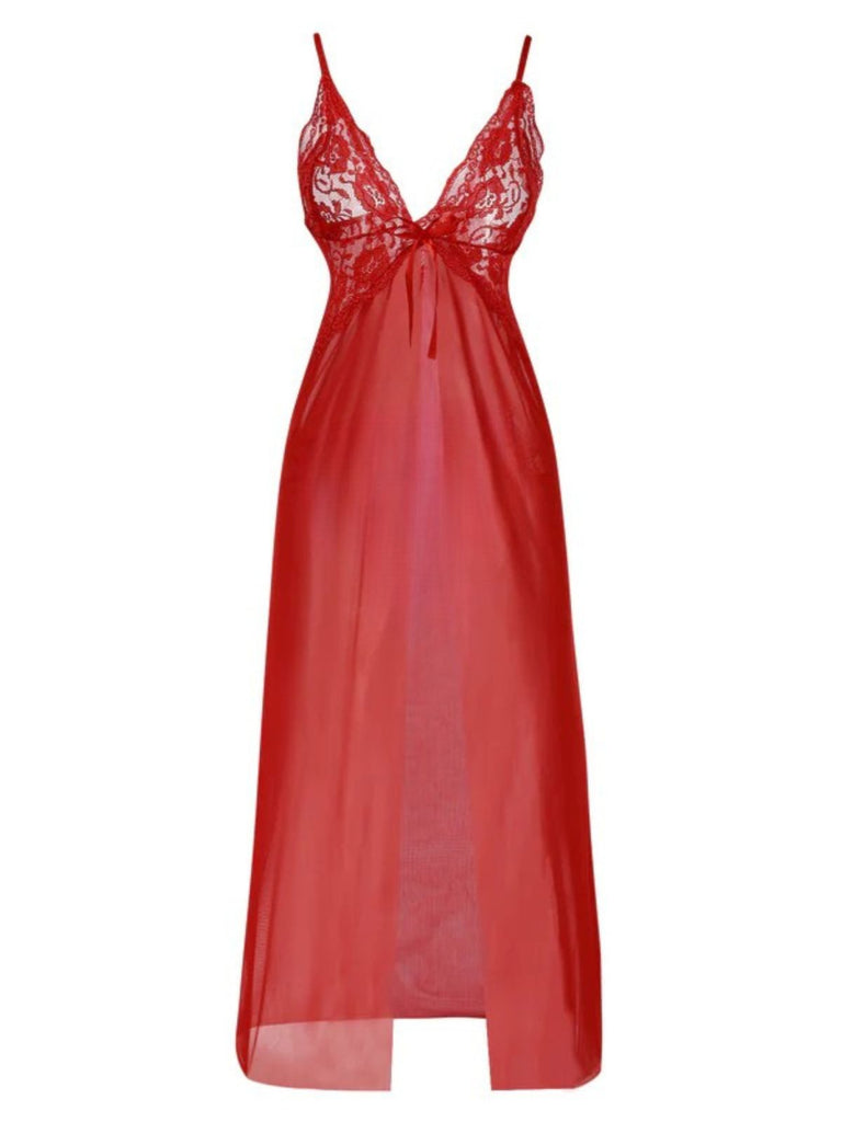 1930s Solid Lace Straps Long Nightdress: where 1930s romance meets her modern spirit
