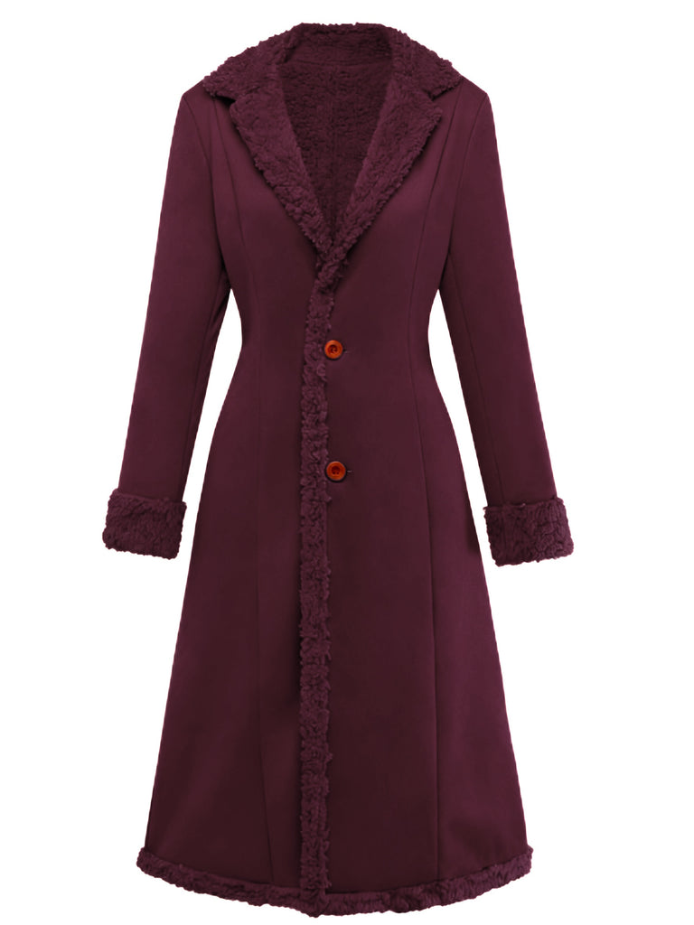 1930s Solid Lapel Button Suedette Mid-Length Coat - vintage fashion, retro style