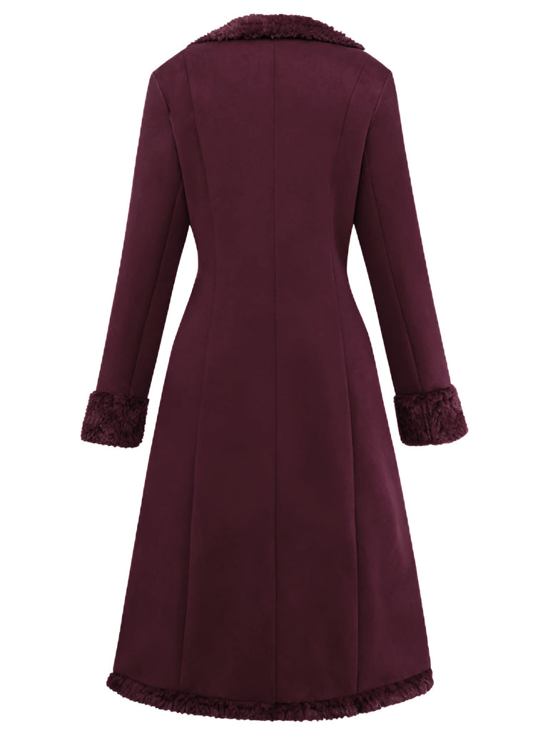 1930s Solid Lapel Button Suedette Mid-Length Coat - vintage fashion, retro style