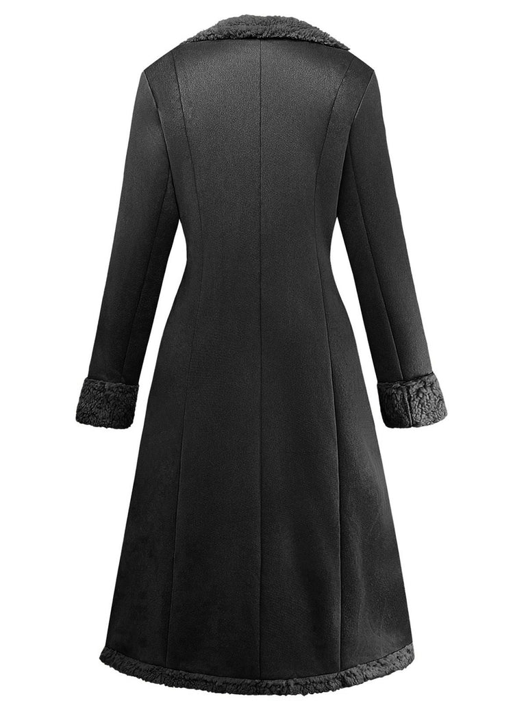 1930s Solid Lapel Button Suedette Mid-Length Coat - vintage fashion, retro style