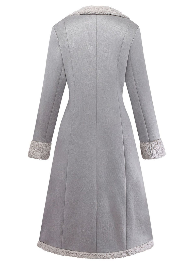 1930s Solid Lapel Button Suedette Mid-Length Coat - vintage fashion, retro style