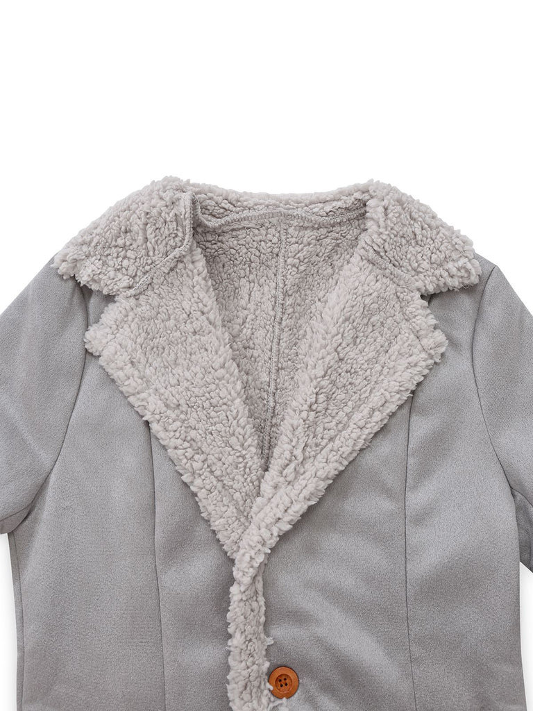 1930s Solid Lapel Button Suedette Mid-Length Coat - vintage fashion, retro style