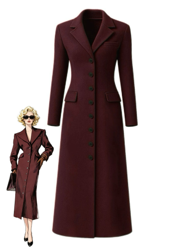 1930s Solid Lapel Button Wool Coat - vintage fashion, retro style