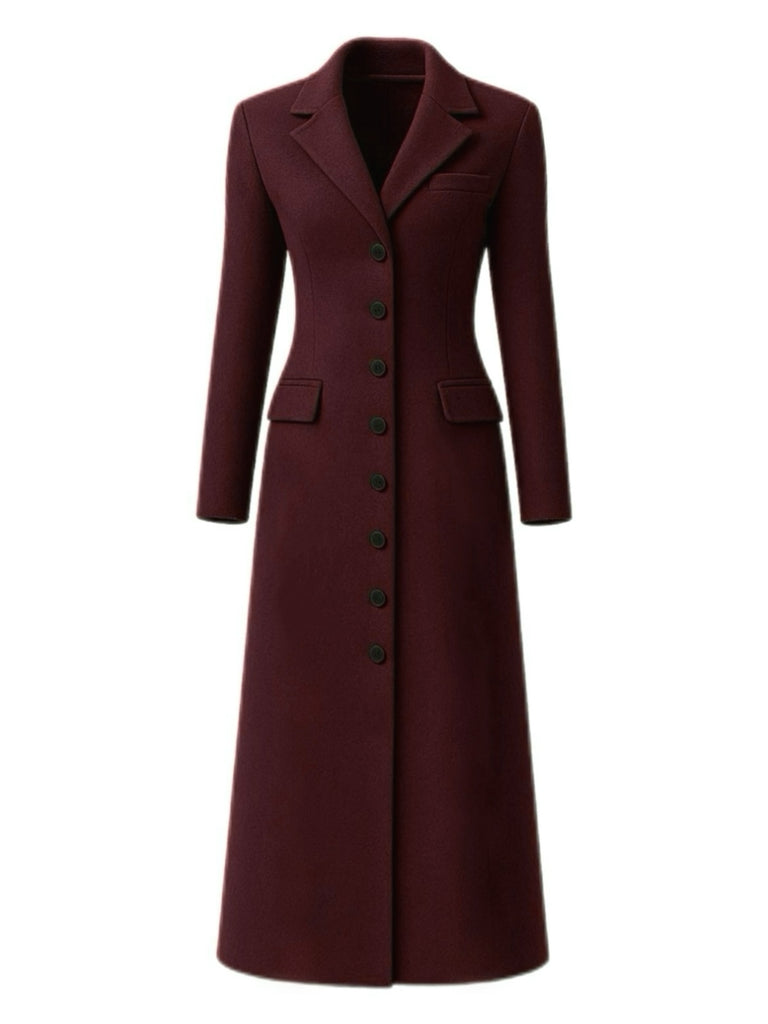 1930s Solid Lapel Button Wool Coat - vintage fashion, retro style