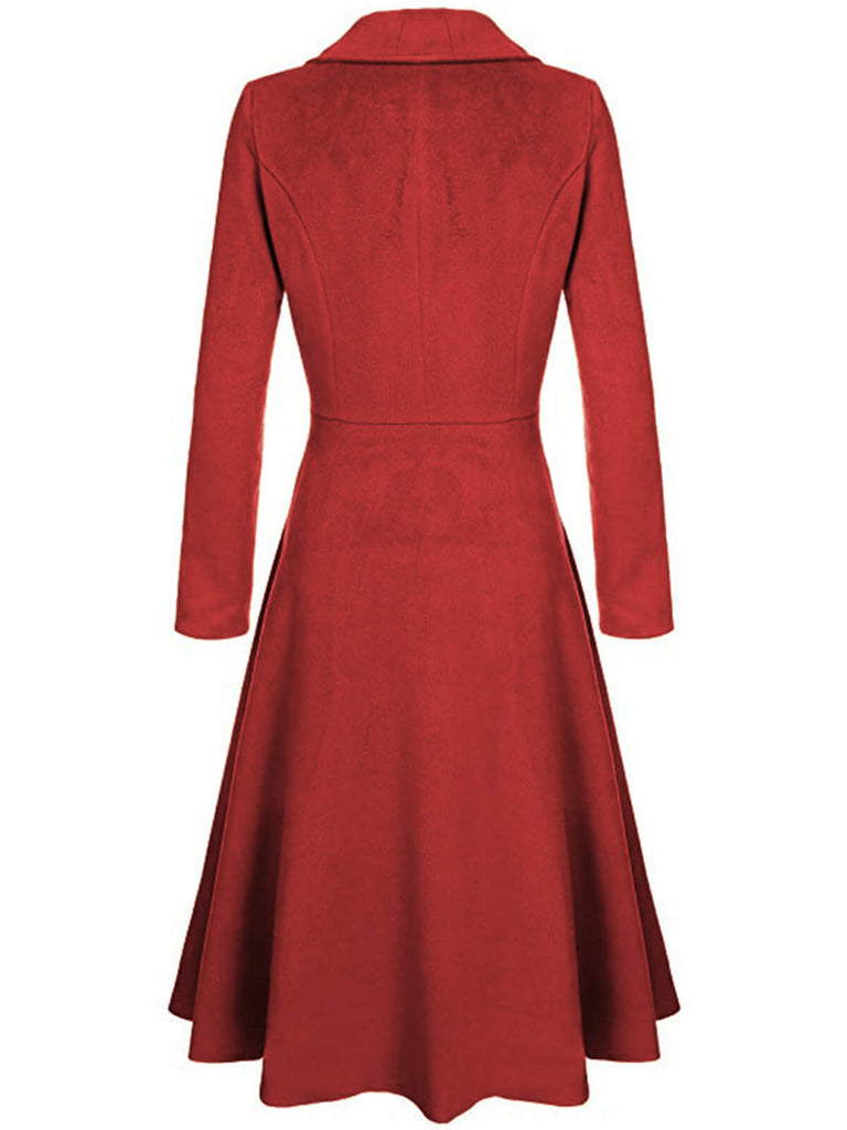 1930s Solid Lapel Long Sleeve Coat - vintage fashion, retro style