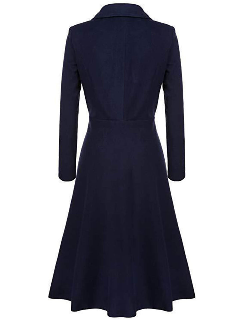 1930s Solid Lapel Long Sleeve Coat - vintage fashion, retro style
