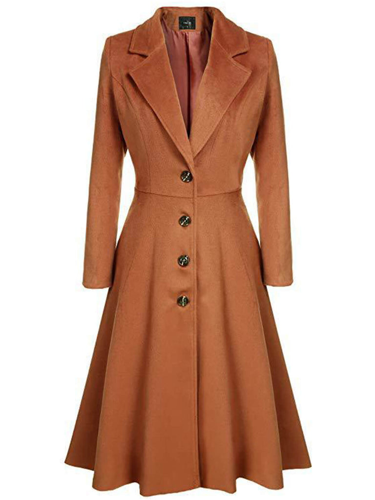 1930s Solid Lapel Long Sleeve Coat - vintage fashion, retro style
