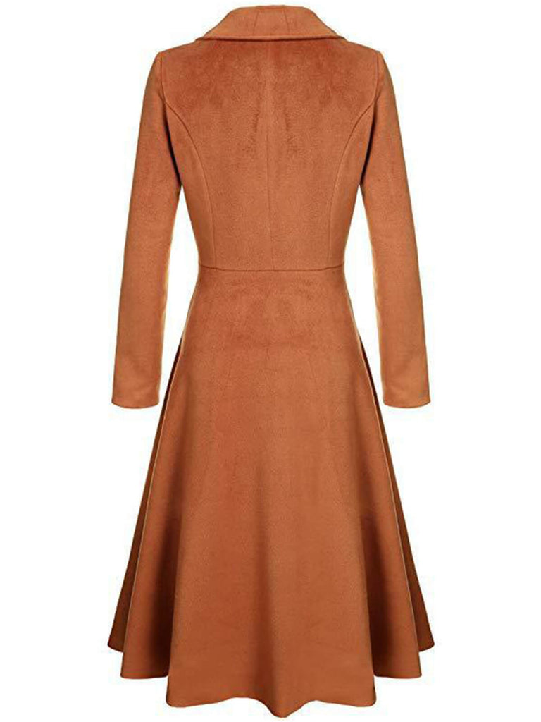 1930s Solid Lapel Long Sleeve Coat - vintage fashion, retro style