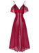 1930s Solid Mesh Ruffle Cold-Shoulder Slit Nightdress - vintage dress, retro fashion