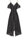 1930s Solid Mesh Ruffle Cold-Shoulder Slit Nightdress - vintage dress, retro fashion
