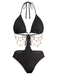 1930s Solid Metal Chain Cutout Swimsuit, vintage swimsuit, pin-up swimwear - perfect for women who love vintage and retro fashion