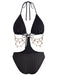 1930s Solid Metal Chain Cutout Swimsuit, vintage swimsuit, pin-up swimwear - perfect for women who love vintage and retro fashion