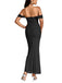 1930s Solid Off-Shoulder Bodycon Maxi Dress - vintage dress, retro fashion