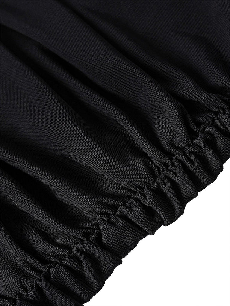 1930s Solid Off-Shoulder Bodycon Maxi Dress - vintage dress, retro fashion
