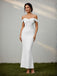 1930s Solid Off-Shoulder Bodycon Maxi Dress - vintage dress, retro fashion