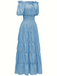 This 1930s Solid Off-Shoulder Smocked Puff Sleeves Dress wraps her in 1930s elegance, one twirl at a time
