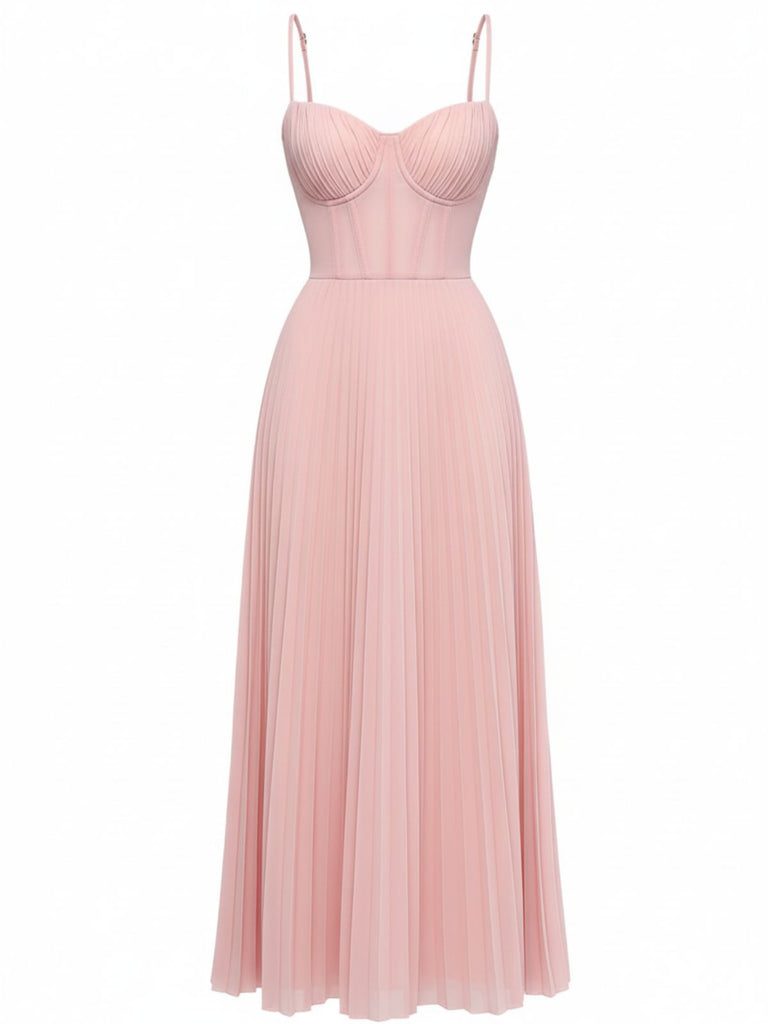 1930s Solid Pleated Strappy Evening Dress - vintage dress, retro fashion