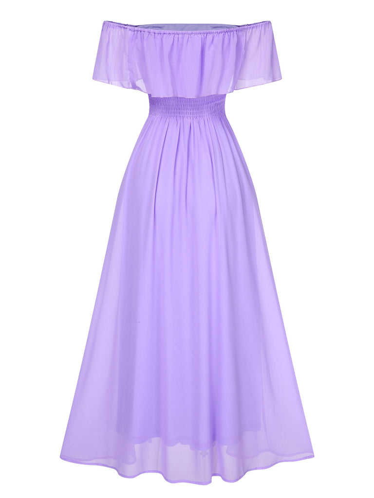 1930s Solid Roll Collar Off Shoulder Slit Dress, vintage dress, retro fashion - perfect for women who love vintage and retro fashion