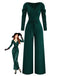 1930s Solid Ruched V-Neck Belted Jumpsuit - vintage jumpsuit, retro fashion