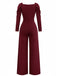 1930s Solid Ruched V-Neck Belted Jumpsuit - vintage jumpsuit, retro fashion