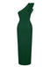 1930s Solid Ruffle One-Shoulder Slit Dress, vintage dress, retro fashion - perfect for women who love vintage and retro fashion