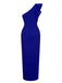1930s Solid Ruffle One-Shoulder Slit Dress, vintage dress, retro fashion - perfect for women who love vintage and retro fashion