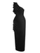1930s Solid Ruffle One-Shoulder Slit Dress, vintage dress, retro fashion - perfect for women who love vintage and retro fashion