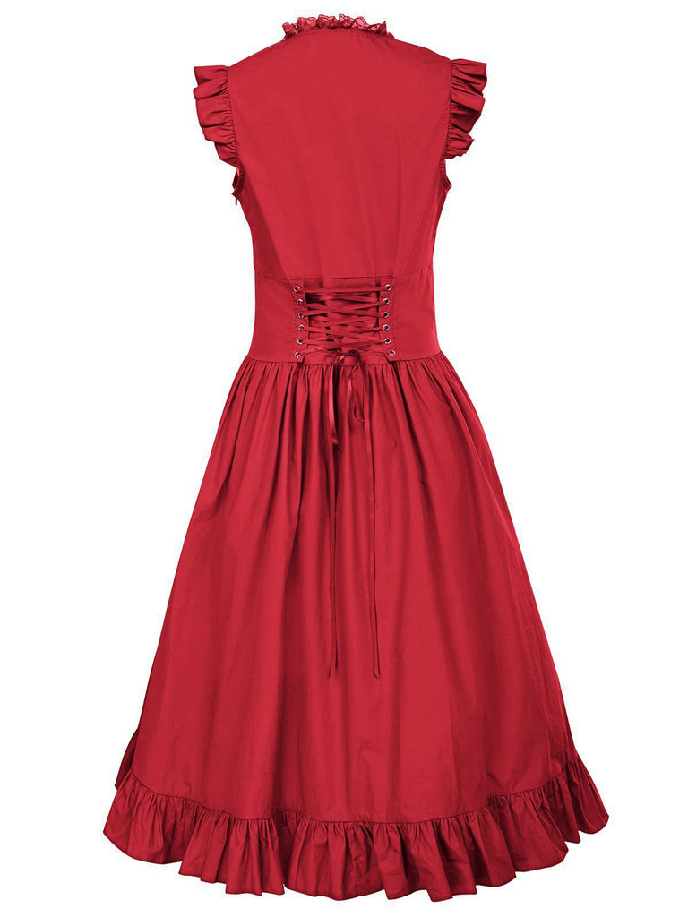 1930s Solid Ruffles Square Neck Steampunk Dress — the kind of 1930s dress that makes strangers smile