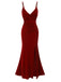 1930s Solid Spaghetti Straps Velvet Pleated Dress, vintage dress, retro fashion - perfect for women who love vintage and retro fashion