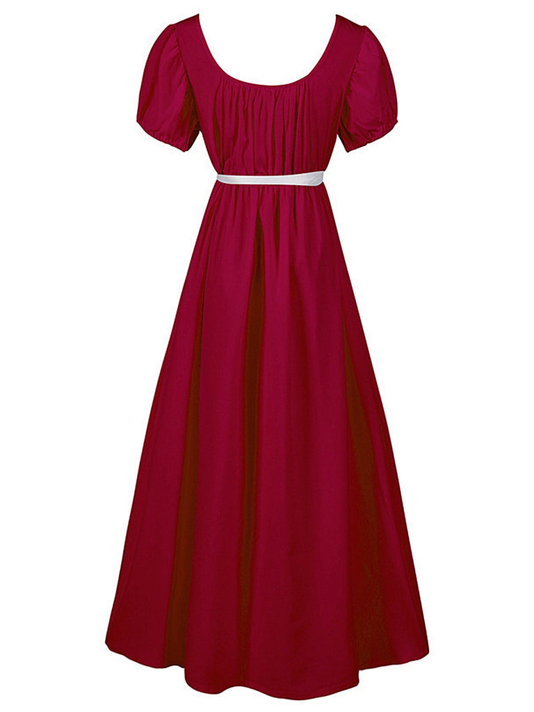 This 1930s Solid Square Neck Puff Sleeves Dress wraps her in 1930s elegance, one twirl at a time
