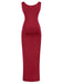 1930s Solid Square Neck Split Ruched Dress: where 1930s romance meets her modern spirit