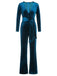1930s Solid V-Neck Waist Tie Velvet Jumpsuit: timeless style reimagined