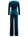 1930s Solid V-Neck Waist Tie Velvet Jumpsuit — vintage elegance for the modern woman