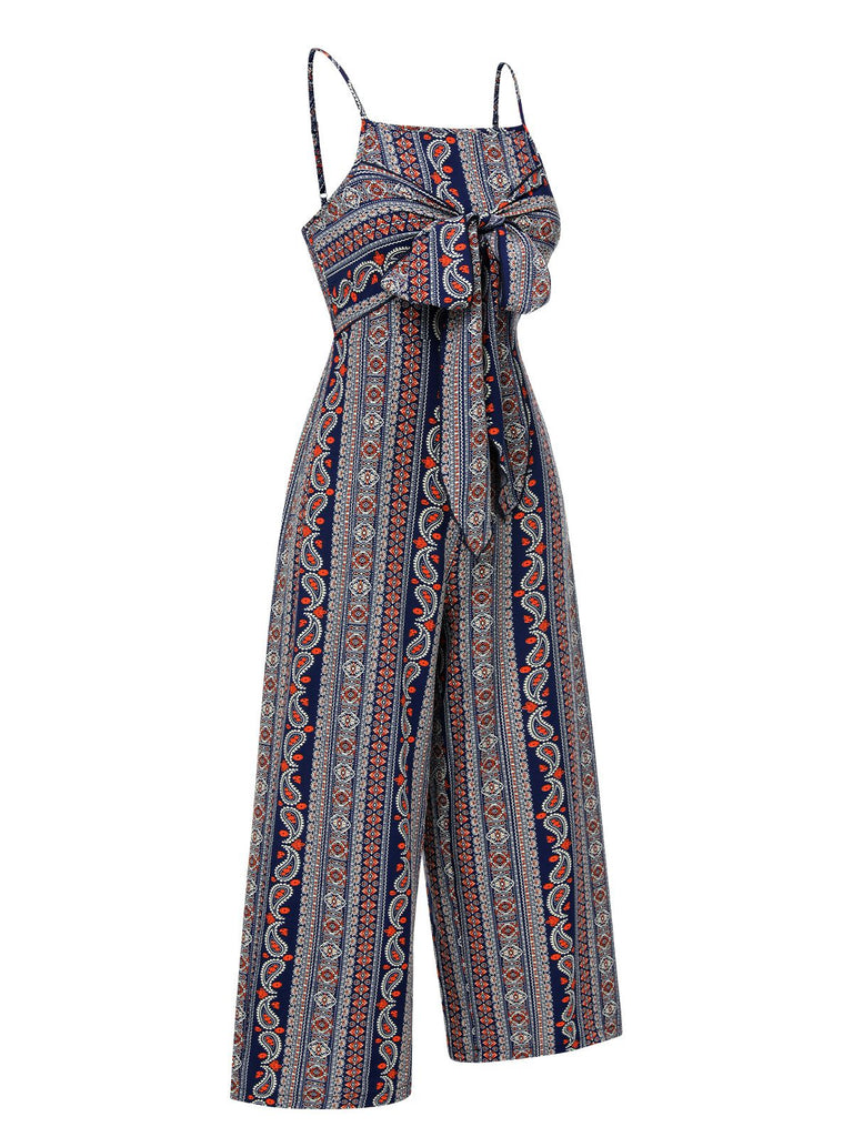 1930s Spaghetti Strap Bohemian Tie-Front Jumpsuit: timeless 1930s elegance she makes her own