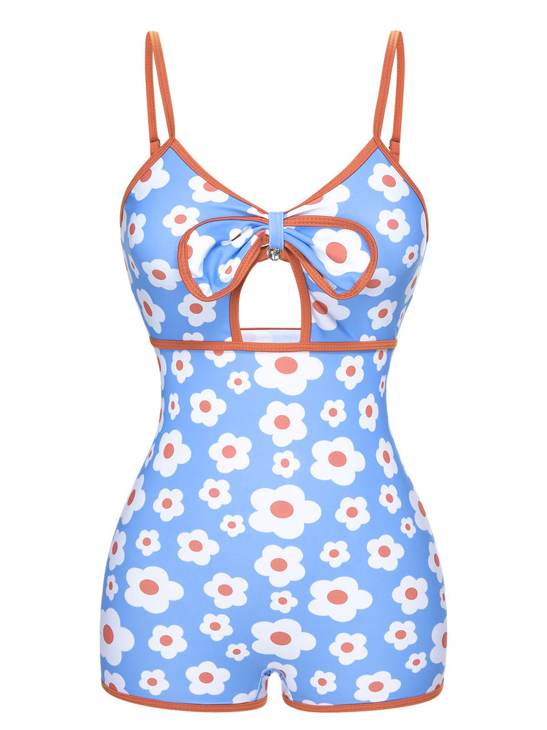 She's wearing 1930s Spaghetti Straps Cartoon Flowers Boxer Swimsuit and the whole beach remembers the 1930s