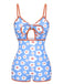 She's wearing 1930s Spaghetti Straps Cartoon Flowers Boxer Swimsuit and the whole beach remembers the 1930s