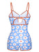 This 1930s Spaghetti Straps Cartoon Flowers Boxer Swimsuit carries 1930s vacation dreams in every stitch