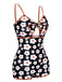 1930s Spaghetti Straps Cartoon Flowers Boxer Swimsuit — 1930s poolside glamour meets sun-drenched confidence